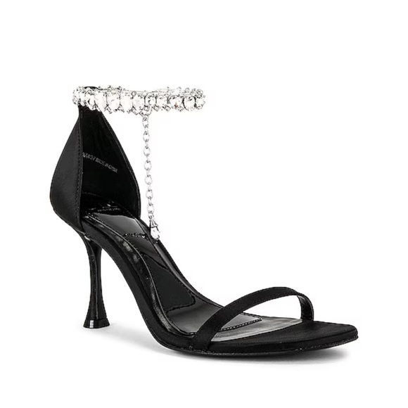 Satin heels with crystal embellished ankle strap - Picture 4 of 5